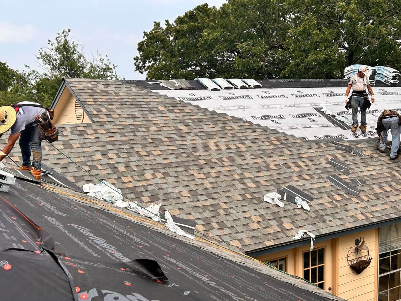Crew working on a roof